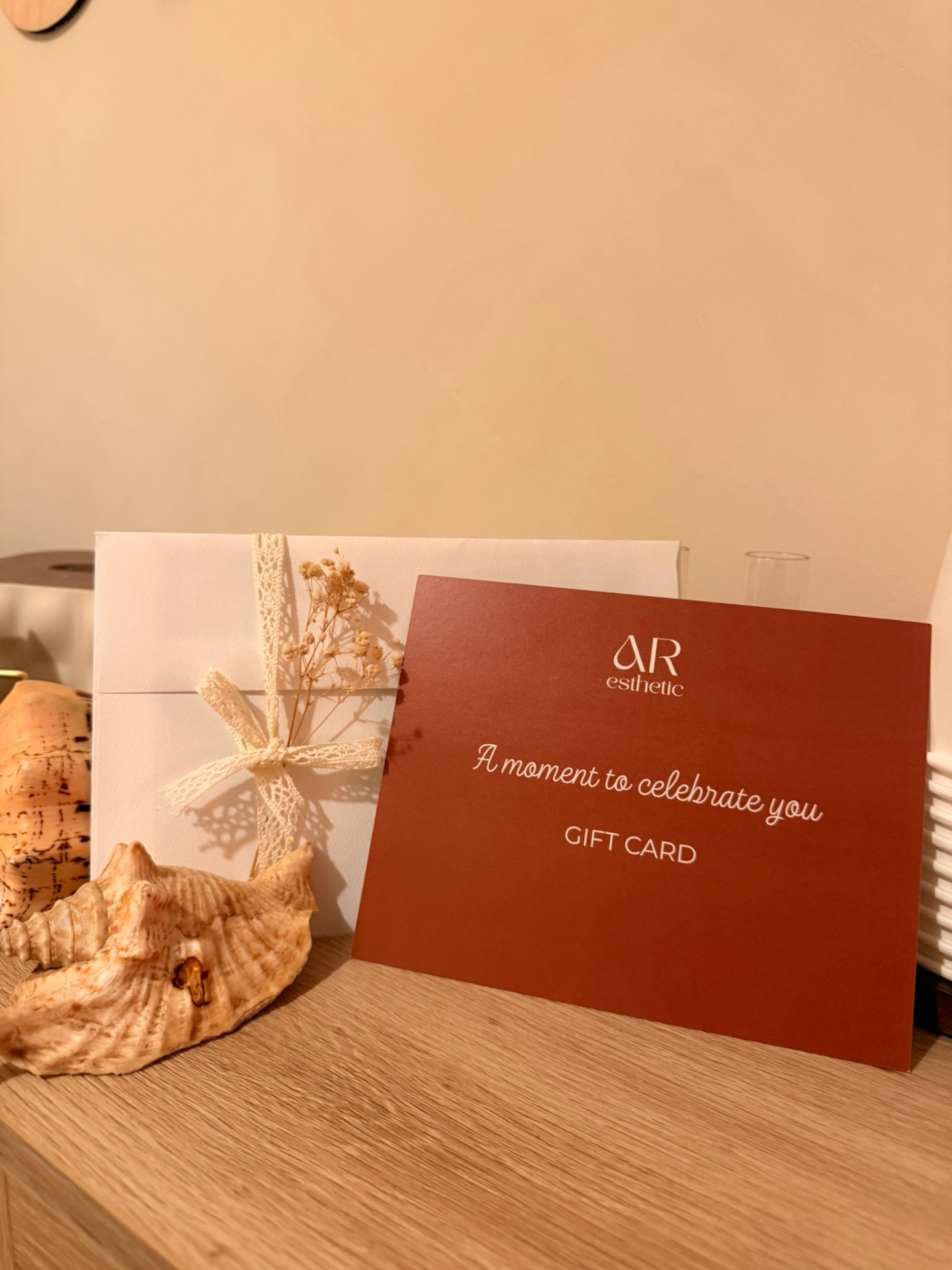 The AR Esthetic gift card, 'A moment to celebrate you'
